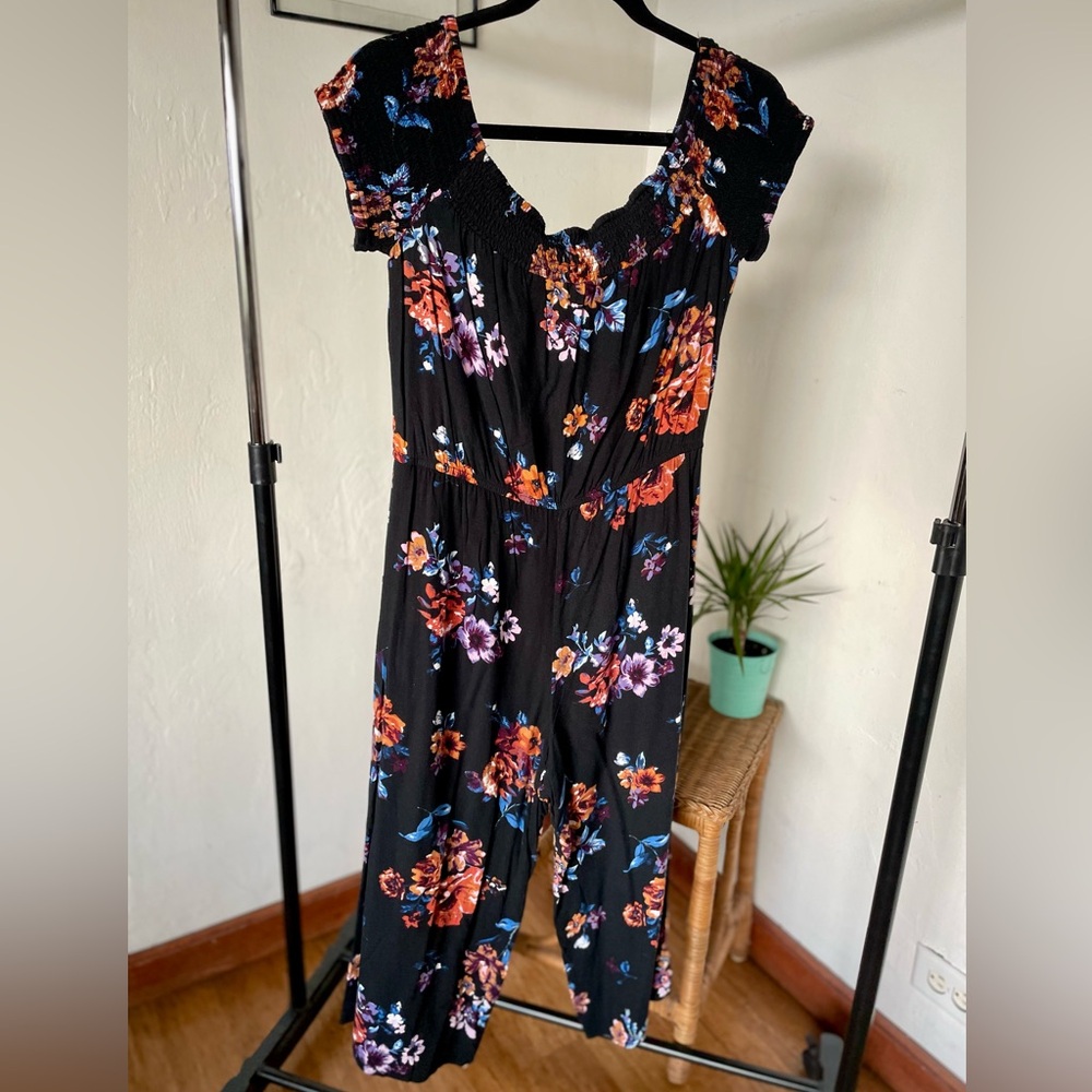 Xhilaration Black Floral Jumpsuit - Picture 2 of 5
